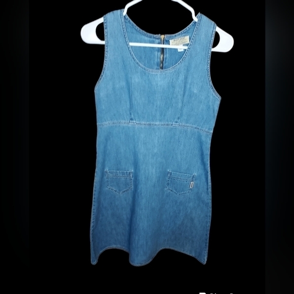 Vintage Guess women's denim sleeveless dress size 3 front pockets - Picture 14 of 16
